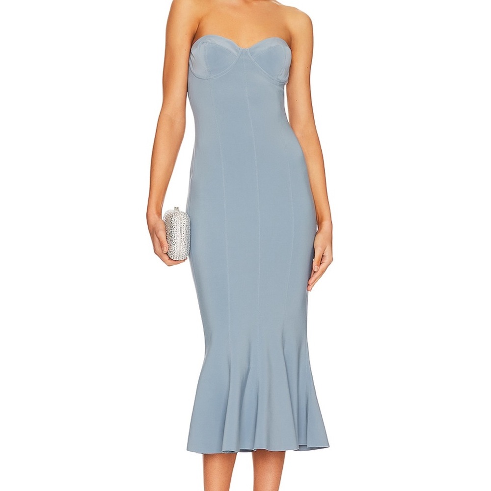 Norma Kamali Corset Dress in Soft Blue